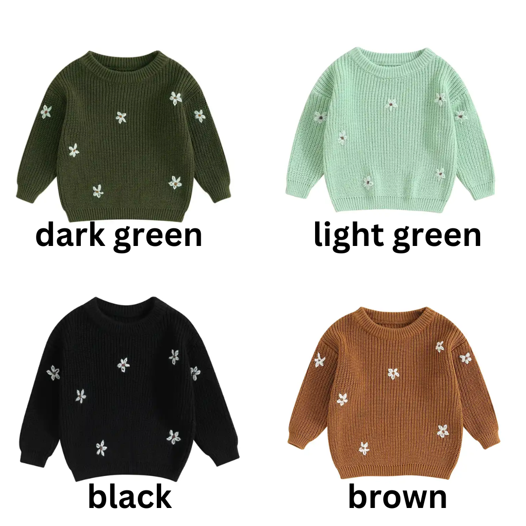 PREORDER Oversized Knit Sweater Daisies
