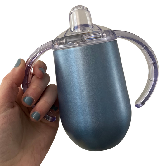Stainless Steel Sippy Cups - Chrome Blue