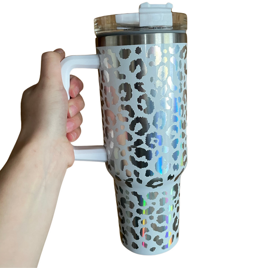 Leopard 40oz Tumbler - White