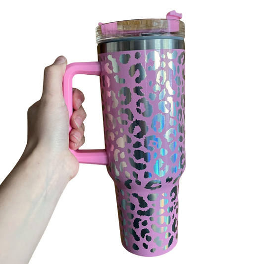 Leopard 40oz Tumbler - Pink