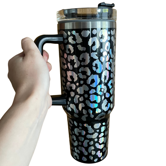 Leopard 40oz Tumbler - Black