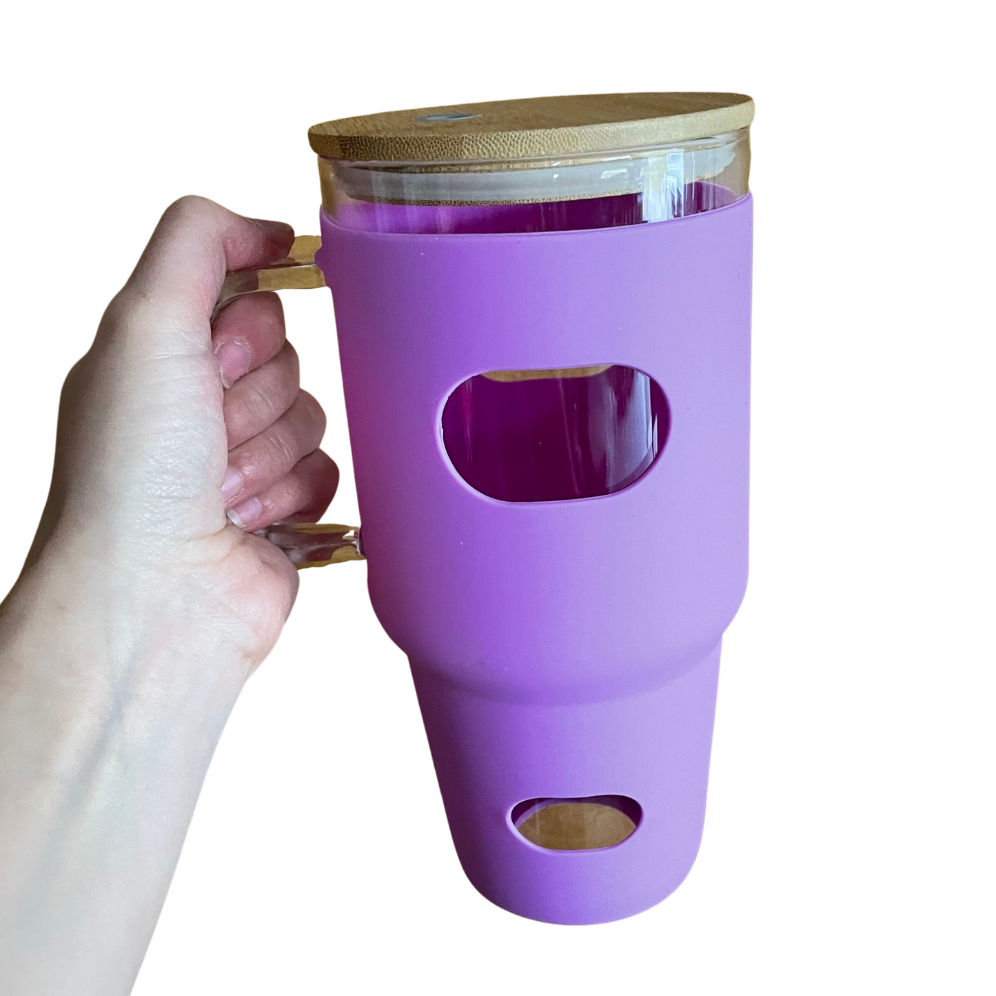 Glass with Silicone Sleeve 30oz Tumbler - Lavender