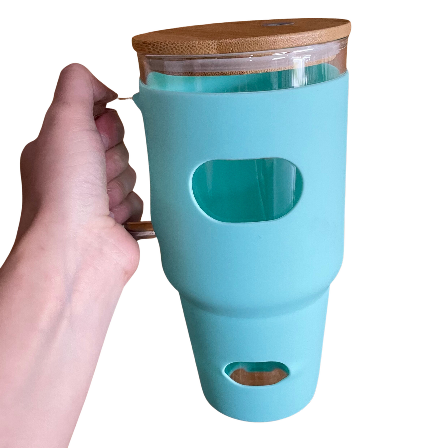 Glass with Silicone Sleeve 30oz Tumbler - Turquoise