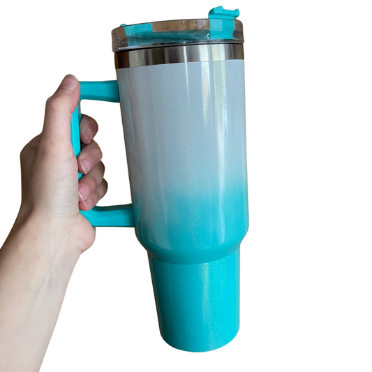 Shimmer 40oz Tumbler - Turquoise and White